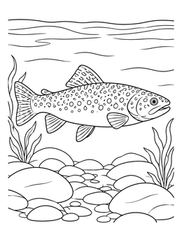 Free printable Brook Trout In A Clear Stream coloring page