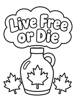 Free printable Maple Syrup Jug With Live Free Or Die Motto coloring page