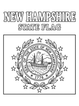 Free printable New Hampshire State Flag And Seal coloring page