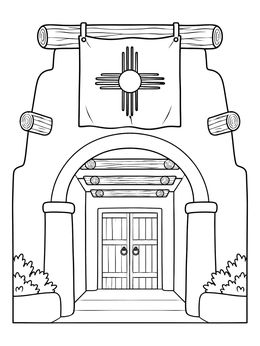 Free printable Adobe Entryway With Zia Banner coloring page