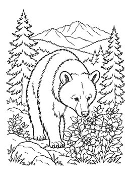 Free printable Black Bear In Mountain Forest coloring page