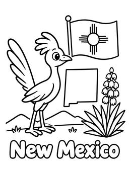 Free printable New Mexico State Symbols coloring page