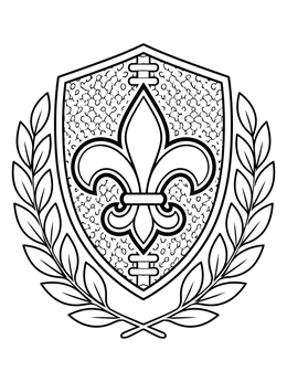 Free printable Fleur De Lis Football Crest With Laurel coloring page