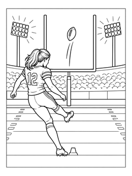 Free printable Football Player Kicking Field Goal coloring page