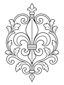 Free printable Ornate French Quarter Fleur De Lis coloring page