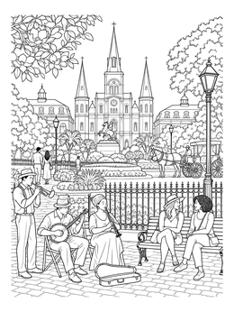 Free printable Jackson Square Street Musicians coloring page