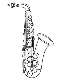 Free printable Jazz Saxophone With Detailed Keys coloring page