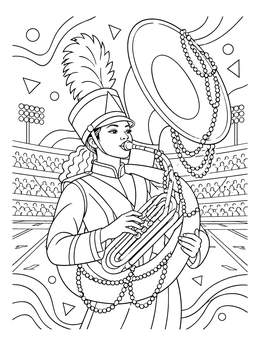 Free printable Marching Band Sousaphone Player In Stadium coloring page