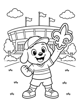 Free printable Puppy Mascot With Fleur De Lis coloring page