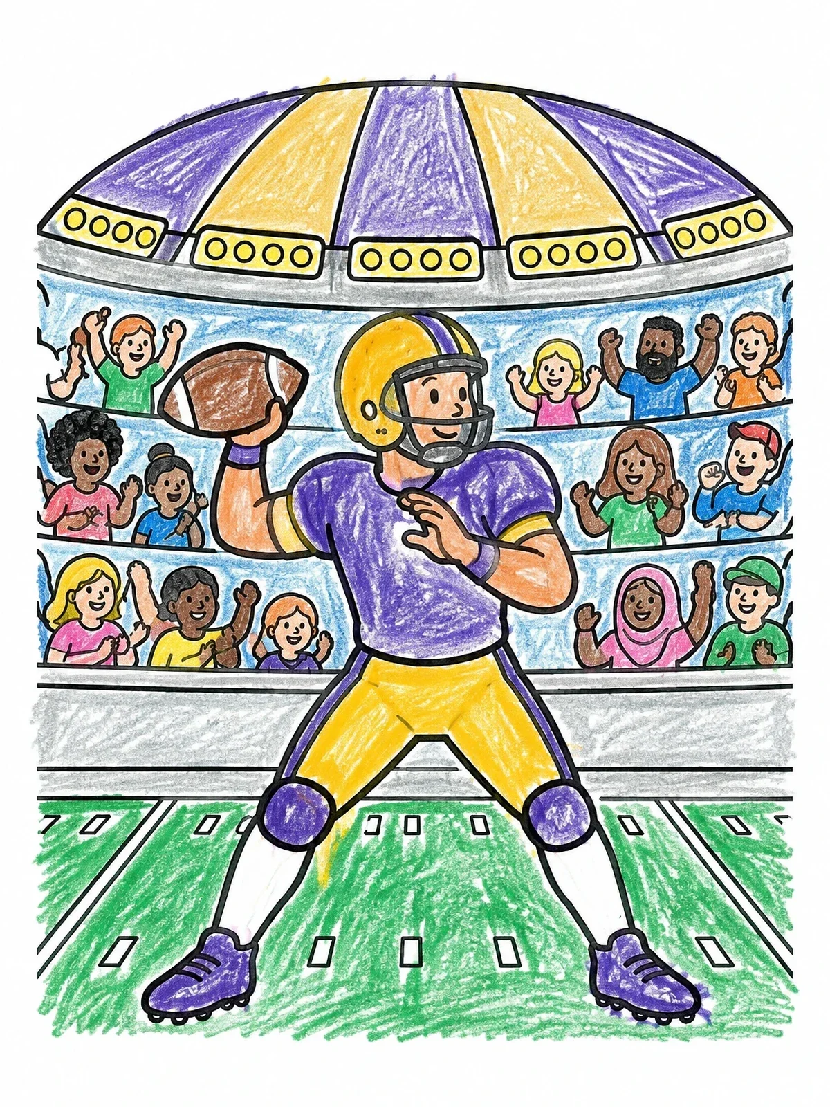 Colored example of the Quarterback In The Dome Stadium coloring page