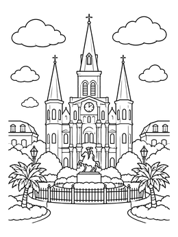 Free printable St. Louis Cathedral In Jackson Square coloring page