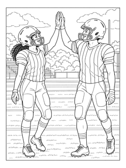 Free printable Youth Football Players High Five coloring page