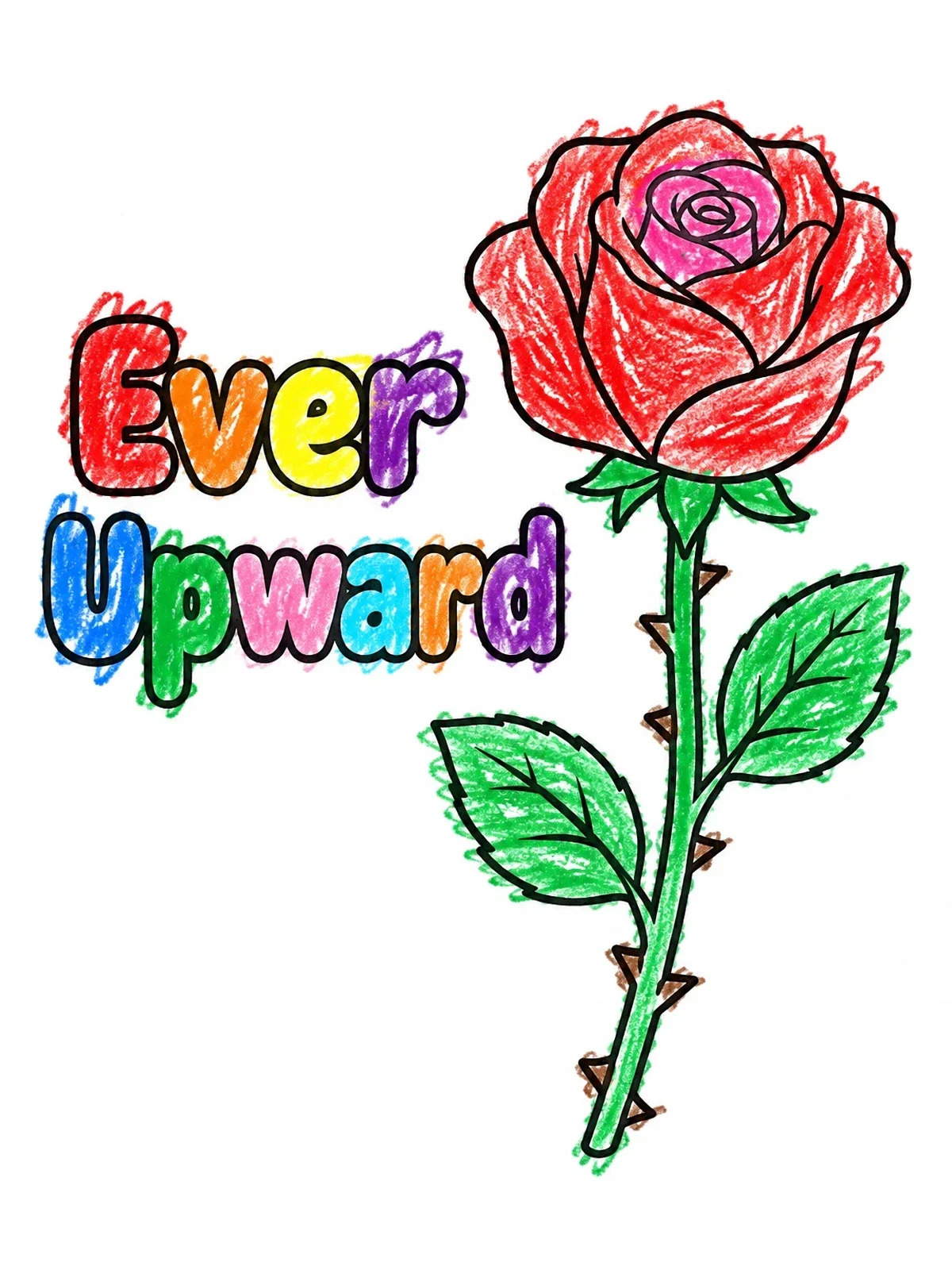 Colored example of the New York Rose Ever Upward coloring page