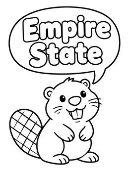 Free printable Cute Beaver Saying Empire State coloring page