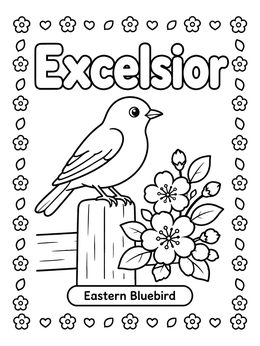 Free printable Eastern Bluebird And Apple Blossom coloring page