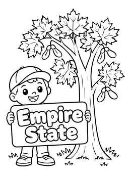 Free printable Empire State Boy And Maple Tree coloring page