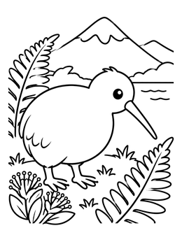 Free printable Cute Kiwi Bird In Nature coloring page