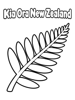 Free printable Kia Ora New Zealand Silver Fern coloring page