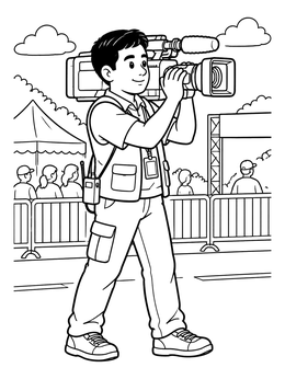 Free printable News Cameraman At Outdoor Event coloring page