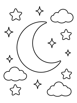 Free printable Crescent Moon And Night Sky coloring page