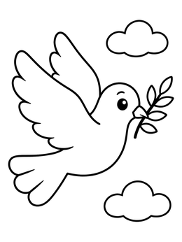 Free printable Peaceful Dove With Olive Branch coloring page