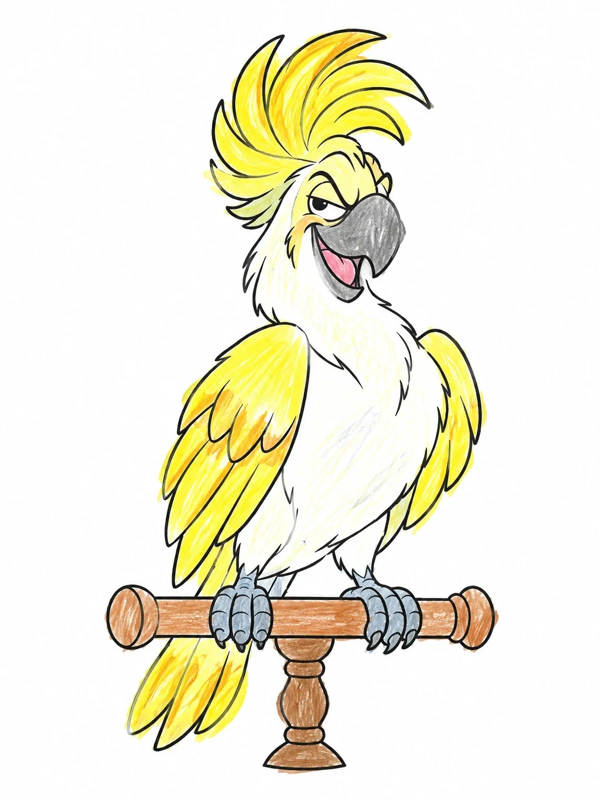 Colored example of the Nigel The Cockatoo On Perch coloring page