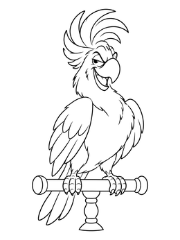 A cunning cockatoo perches proudly in this Rio coloring page with clean outlines.