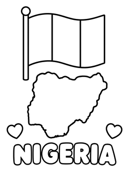 Free printable Nigerian Flag And Country Map coloring page