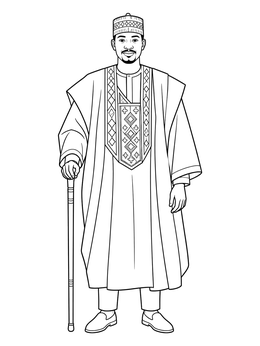 Free printable Hausa Man In Traditional Babban Riga coloring page