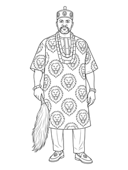 Free printable Igbo Chief In Traditional Isiagu Attire coloring page