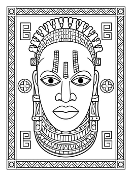Free printable Traditional Benin Bronze Mask coloring page