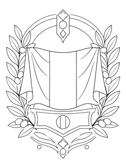 Free printable Nigerian Flag Emblem With Foliage coloring page