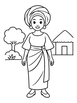Free printable Nigerian Woman In Traditional Gele coloring page