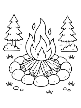 Free printable Cozy Campfire In The Forest coloring page