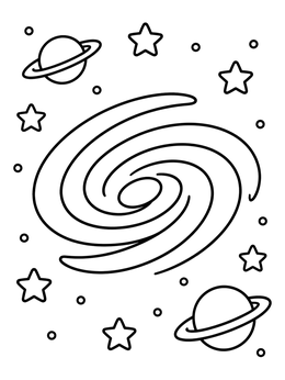 Free printable Swirling Spiral Galaxy In Deep Space coloring page