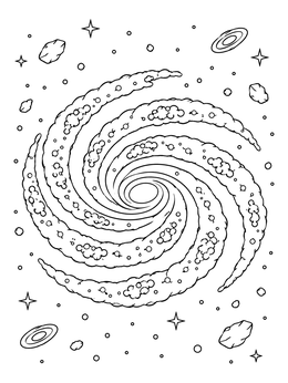 Free printable Swirling Spiral Galaxy In Deep Space coloring page