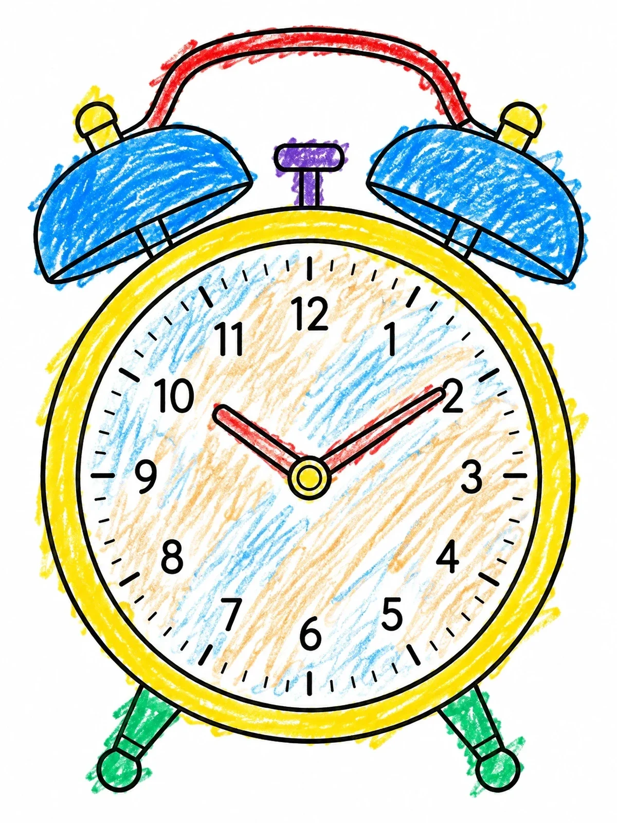 Colored example of the Classic Twin Bell Alarm Clock coloring page