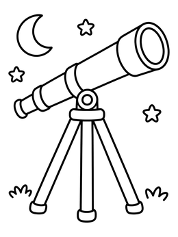 Free printable Telescope Under The Moon And Stars coloring page