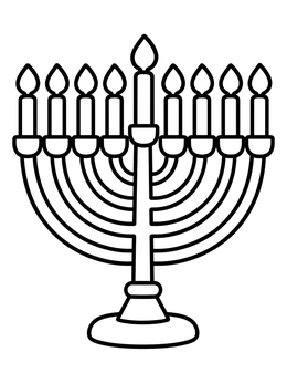 Free printable Nine Branched Hanukkah Menorah coloring page