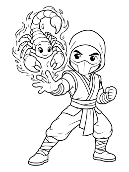 Free printable Ninja Summoning A Magical Scorpion coloring page