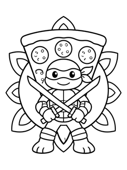 Free printable Ninja Turtle With Pizza Slice coloring page