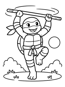 Free printable Ninja Turtle With Bo Staff coloring page