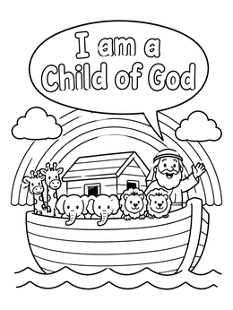 Free printable Noah Ark With Cute Animals coloring page