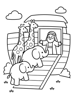 Free printable Noah Welcoming Animals To The Ark coloring page