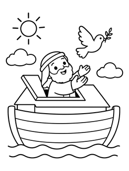 Free printable Noah Welcoming Dove On Ark coloring page