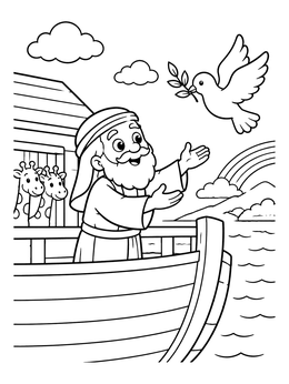 Free printable Noah Welcoming Dove With Olive Branch coloring page