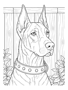 Free printable Noble Doberman By The Fence coloring page