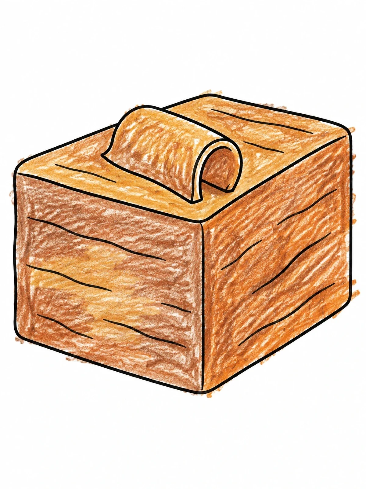 Colored example of the Traditional Norwegian Brunost Cheese Block coloring page