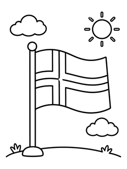 Free printable Norwegian Flag Waving In The Wind coloring page