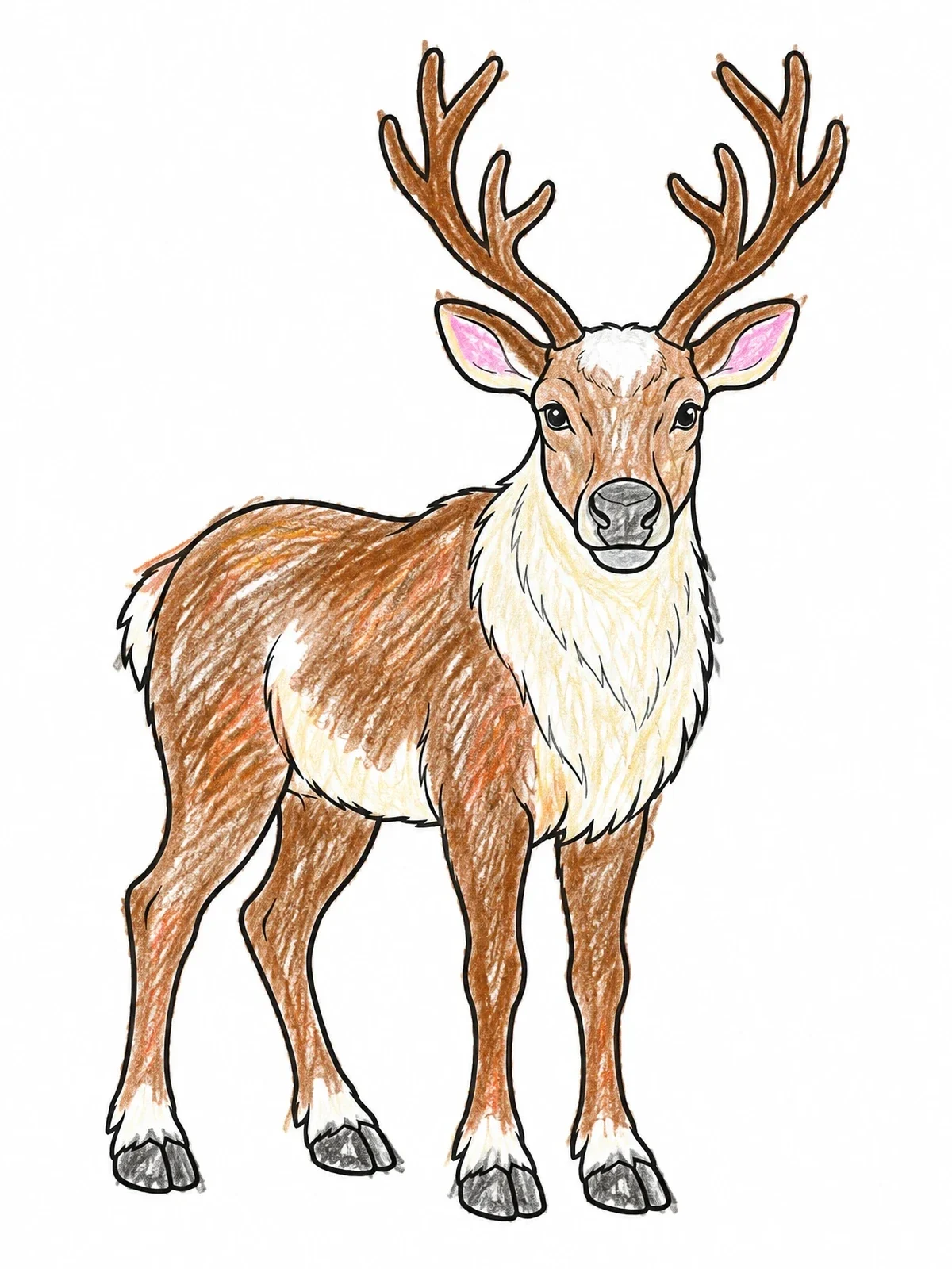 Colored example of the Majestic Norwegian Reindeer Standing Proud coloring page